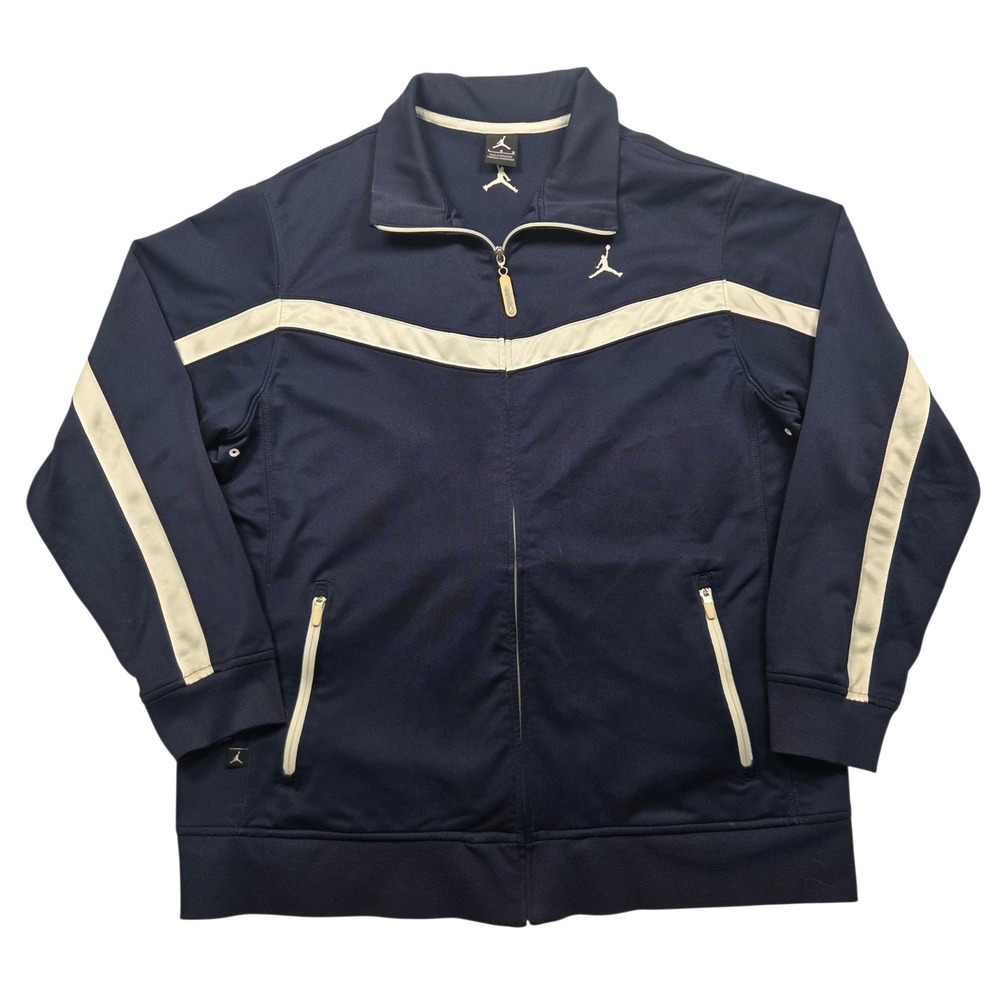 Men's Vintage Jordan Jumpman Full Zip Track Jacket Navy Blue White Size Large L